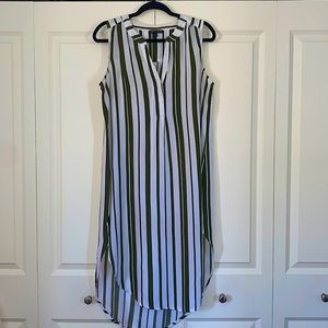 Green & White Striped Dress